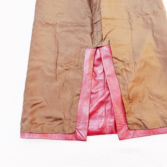 Douglas Hannant Red Leather Skirt Back Split Size 10 - Picture 4 of 7
